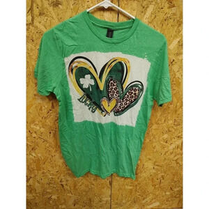 Lucky Hearts Green Cheetah Ladies St Patrick's Day Small Tshirt NEW w/o Tags